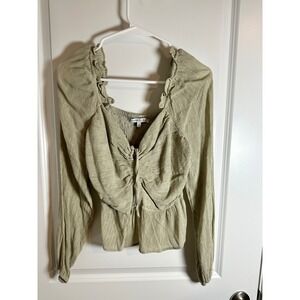 Celebrity Pink Womens Smocked‎ Peplum Top Blouse Long Sleeve Square Neck S